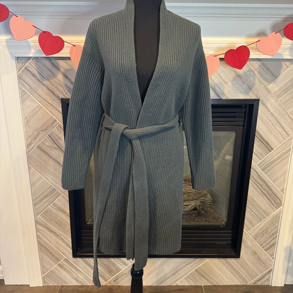 Uniqlo Long Cardigan with Belt Wrap Front Sweater Coat Medium